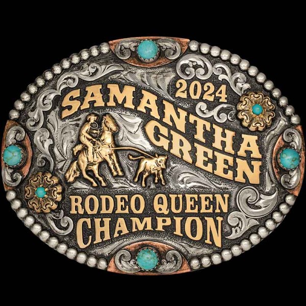 The Boerne Custom Belt Buckle is the perfect Rodeo Champion Belt Buckle! Customize it with your logo or western figure and stone color!